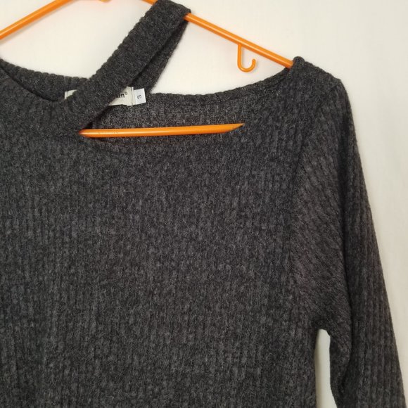 NWT Cotton Emporium sweater open neckline gray mini A-line dress size S (299) - Picture 5 of 12